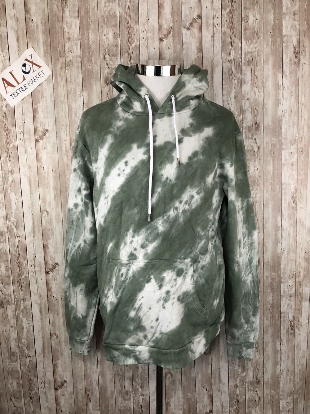 Boohoo Hoodie Mens Medium Camouflage Tie Dye Sweatshirt Green Pullover N114